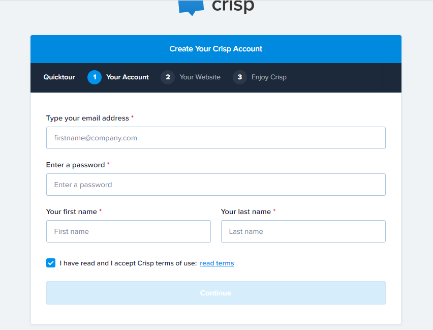 crisp signup form